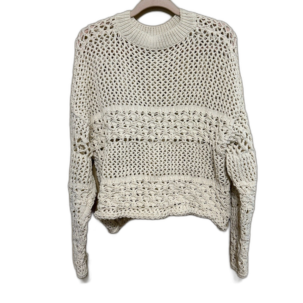 Bucket List Open Knit Crochet Sweater Women Medium Stretchy Oversized Beach Boho - Picture 4 of 10